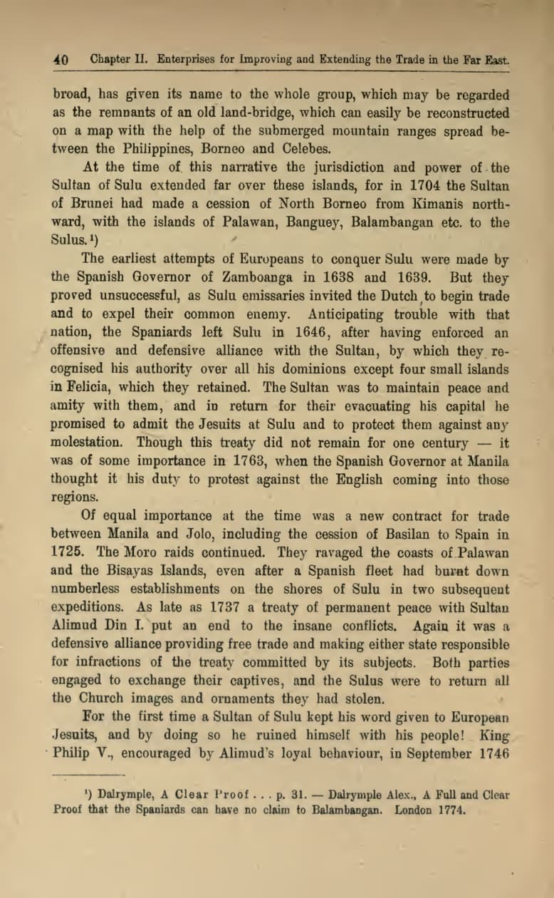 Willi (1922), p. 40 · the earlier Borneo grant and Dalrymple reference
